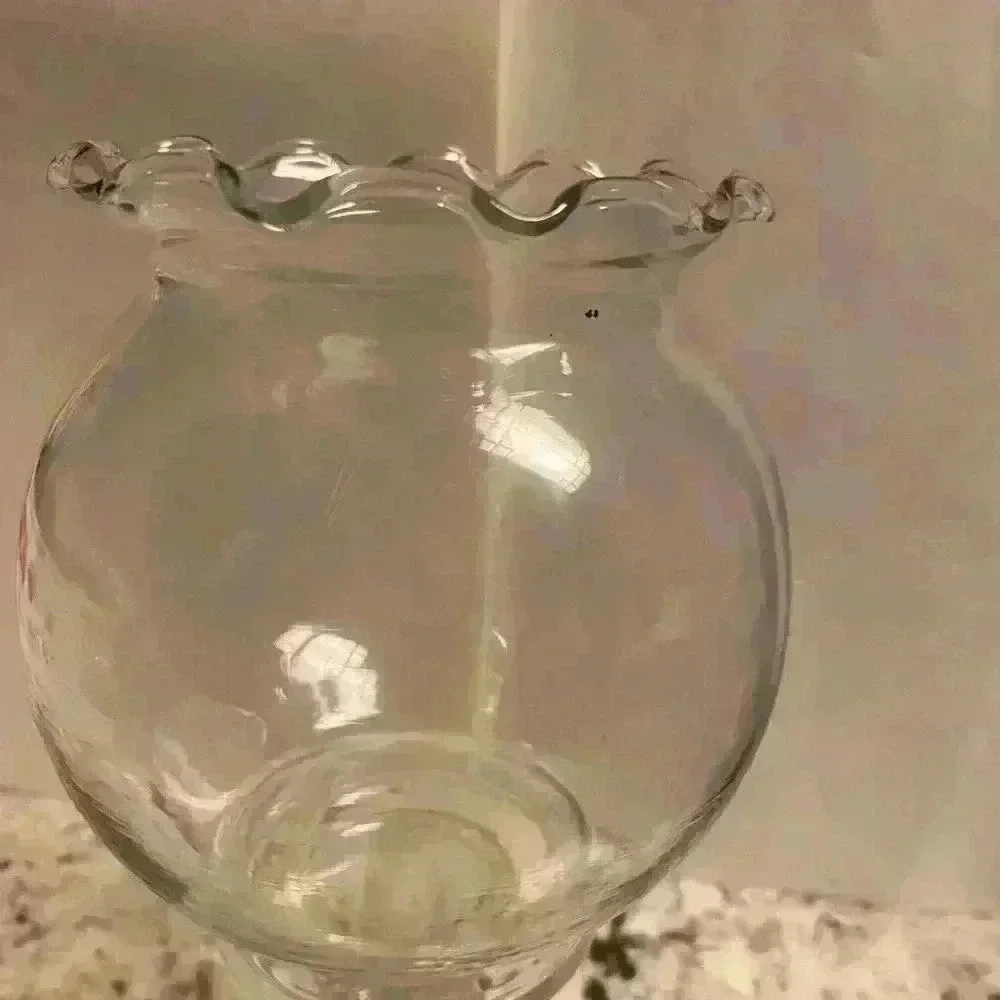 Glass candy dish/candle holder/potpourri or many other uses. 3.75 in dia x 9.25t